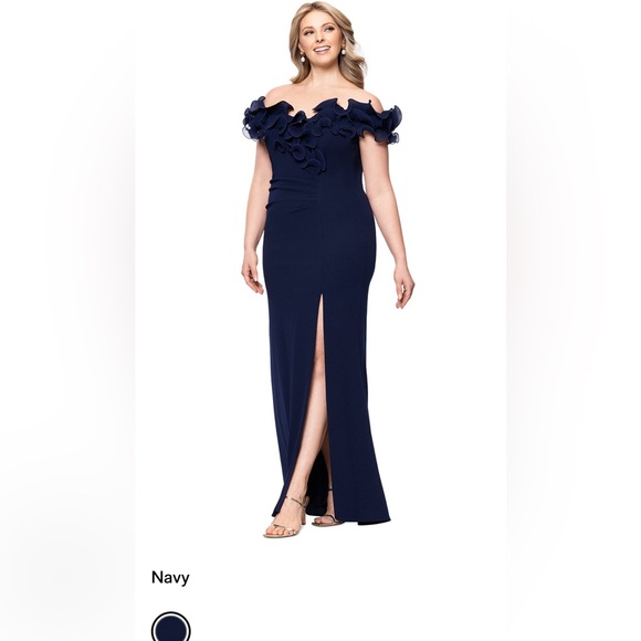 Xscape Dresses & Skirts - Xscape Strapless Navy Blue Strapless Gown